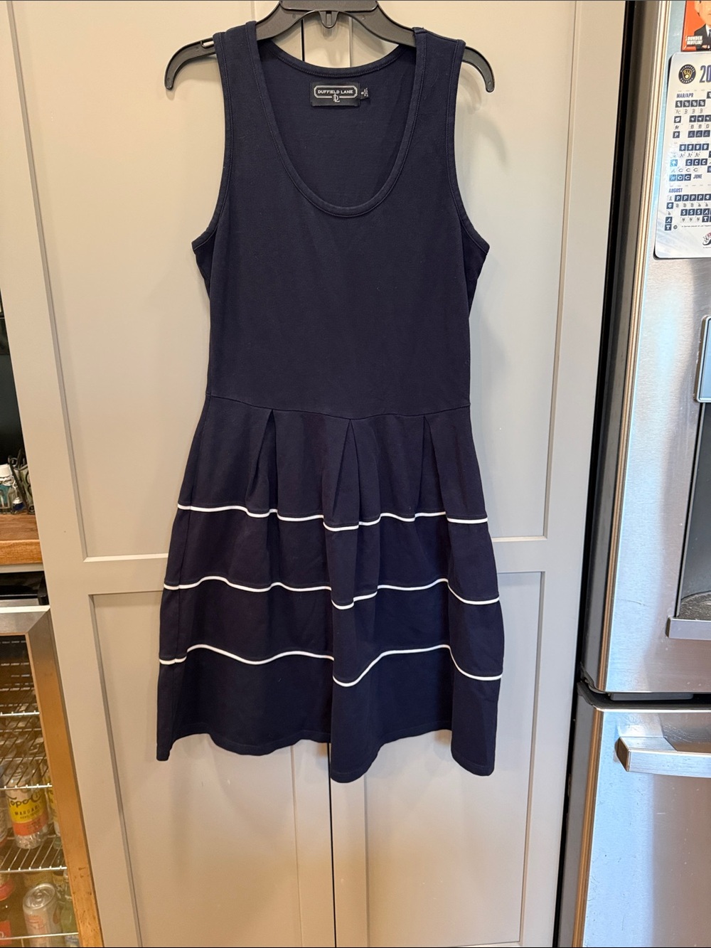 Duffield Lane Navy Tank Dress with White Stripe Accents